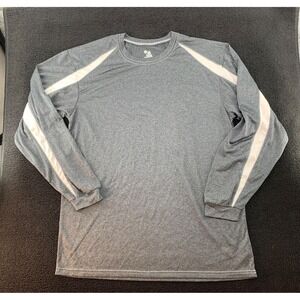 Badger Sport Long‎ Sleeve Athletic Shirt Gray White Trim Mens Size Medium
